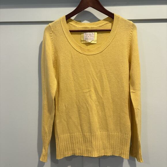 Y2K Old Navy Wool Blend Sweater Women Six Medium Butter Yellow Lambswool Angora - Picture 1 of 11
